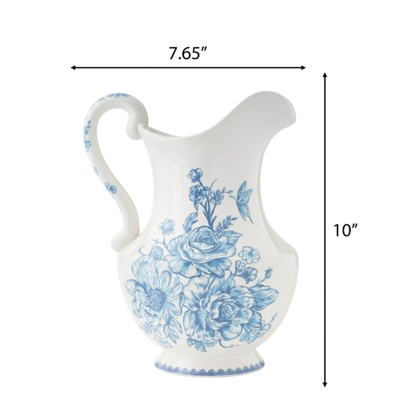 💜 2025 Pioneer Woman Agatha Blue and White Floral 2 Qt Pitcher - Picture 2 of 5
